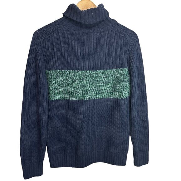 Abercrombie & Fitch Sweater Navy & Green Chunky Turtleneck Casual Womens Size XS - Picture 2 of 5